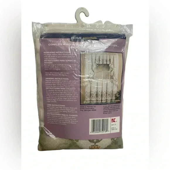 Home Essentials Kmart Vintage Tier & Swag Curtain Set Castle Bar Style Sage - Picture 2 of 7